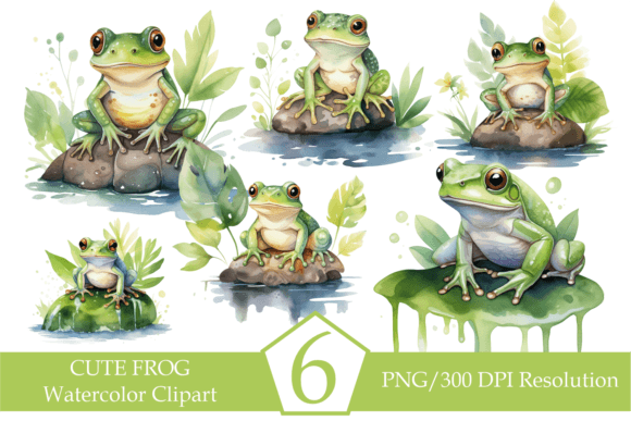 Elevating Visual Narratives: The Strategic Impact of the Watercolor Frog PNG, Clipart Bundle on Contemporary Creative Workflows