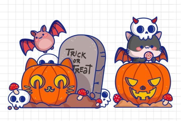 Halloween Pumpkin Card Illustration