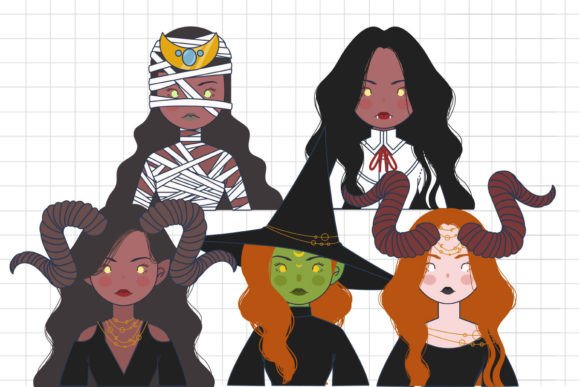 Set of Halloween Character Illustration