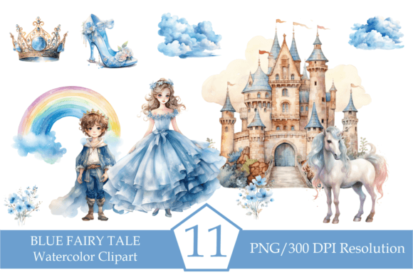 Watercolor Blue Fairy Tale, Fantasy Tale: Unlocking Creative Potential with Digital Art Assets
